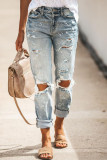 Fashion Street Solid Ripped Loose Denim Jeans