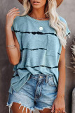 Fashion Street Striped Split Joint O Neck T-Shirts