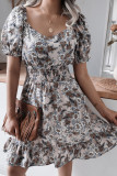 Fashion Casual Print Split Joint Square Collar A Line Dresses