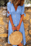 Casual Elegant Buckle Knotted V Neck Dresses