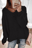 Fashion Street Adult Solid Patchwork Pullovers V Neck Tops