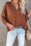 Casual Solid Buckle O Neck Tops