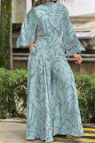 Casual Print Patchwork Half A Turtleneck Regular Jumpsuits