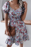 Fashion Casual Print Split Joint Square Collar A Line Dresses