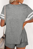 Fashion Casual Solid Split Joint O Neck Short Sleeve Two Pieces
