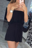 Fashion Street Solid Patchwork Strapless Loose Rompers