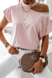Casual Solid Hollowed Out O Neck T-Shirts