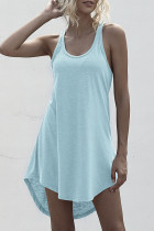Fashion Casual Solid Patchwork U Neck A Line Dresses