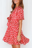 Fashion Casual Print Split Joint V Neck A Line Dresses