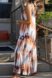 Casual Vacation Print Tie Dye Patchwork V Neck Sling Dress Dresses
