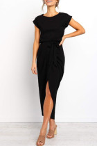 Casual Solid O Neck Pencil Skirt Dresses