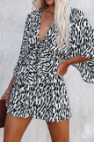 Fashion Elegant Striped Print Strap Design V Neck Loose Rompers