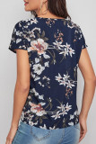 Fashion Casual Print Split Joint V Neck Tops