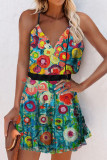 Fashion Street Print Split Joint V Neck A Line Dresses