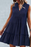 Fashion Casual Solid Split Joint V Neck Princess Dresses
