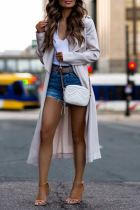 Casual Solid Patchwork Turndown Collar Outerwear