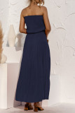Fashion Casual Solid Split Joint Strapless A Line Dresses