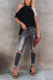 Fashion Casual Solid Split Joint O Neck T-Shirts