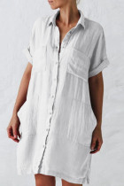 Fashion Casual Solid Split Joint Turndown Collar Straight Dresses