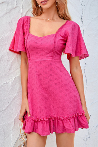 Fashion Street Solid Patchwork Square Collar A Line Dresses