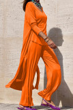 Solid Solid Color O Neck Long Sleeve Two Pieces