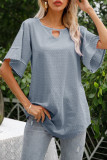 Fashion Simplicity Solid Split Joint O Neck T-Shirts