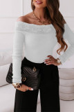 Fashion Sexy Solid Lace Off the Shoulder Tops