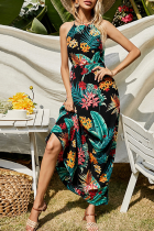 Fashion Elegant Floral Patchwork Halter Dresses