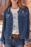 Casual Solid Patchwork Turndown Collar Outerwear