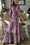 Bohemian College Floral Frenulum V Neck Printed Dresses(6 Colors)
