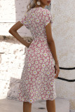 Fashion Street Print Split Joint V Neck A Line Dresses