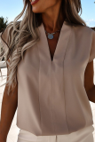 Casual Solid Split Joint V Neck T-Shirts