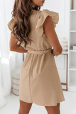 Fashion Street Solid Patchwork V Neck A Line Dresses