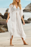 Fashion Vacation Solid Tassel Swimwears Cover Up