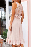 Fashion Casual Solid Split Joint O Neck A Line Dresses
