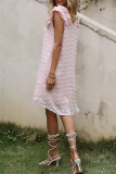 Elegant Dot Solid Stringy Selvedge V Neck Princess Dresses
