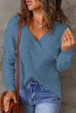 Fashion Casual Solid Patchwork V Neck Tops