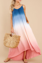 Fashion Street Tie Dye Split Joint Spaghetti Strap Irregular Dresses