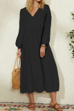Fashion Sweet Solid Split Joint V Neck Princess Dresses