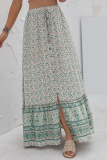 Elegant Floral Buttons Slit Regular High Waist Type A Full Print Bottoms