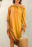 Fashion Street Solid Split Joint Off the Shoulder Straight Dresses