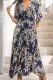 Fashion Street Print Patchwork V Neck Waist Skirt Dresses