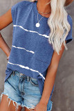 Fashion Street Striped Split Joint O Neck T-Shirts