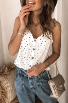 Casual Dot Split Joint V Neck Tops