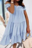 Fashion Casual Solid Split Joint Off the Shoulder Princess Dresses