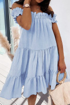 Fashion Casual Solid Split Joint Off the Shoulder Princess Dresses