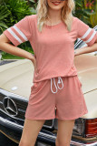 Fashion Casual Solid Split Joint O Neck Short Sleeve Two Pieces