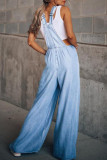 Casual Solid Pocket Spaghetti Strap Loose Jumpsuits
