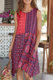 Fashion Street Print Split Joint O Neck A Line Dresses