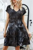 Fashion Living Print Split Joint V Neck A Line Dresses